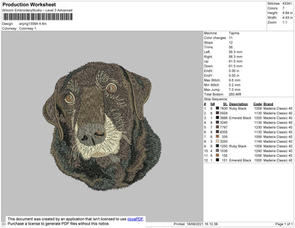 Dog Head V10 Embroidery File 4 size