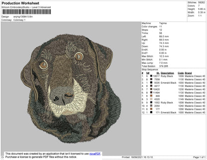 Dog Head V10 Embroidery File 4 size