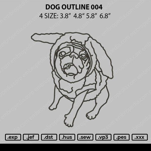 Dog Outline V4 Embroidery File 4 size