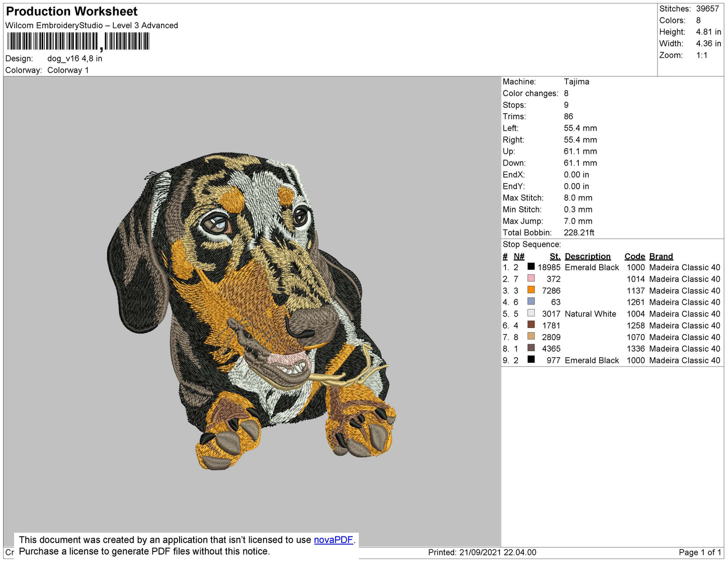Dog V16 Embroidery File 4 size