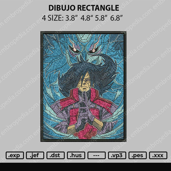 Dibujo Rectangle Embroidery File 4 size