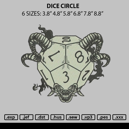 Dice Circle Embroidery File 6 sizes