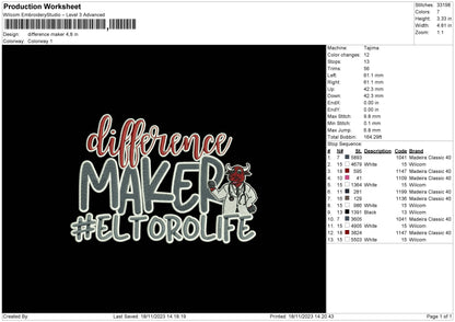 Difference Embroidery File 6 sizes