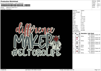 Difference Embroidery File 6 sizes