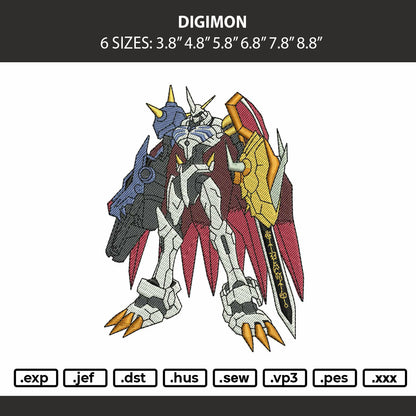 Digimon Embroidery Machine Design File 6 sizes