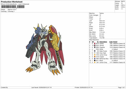 Digimon Embroidery Machine Design File 6 sizes