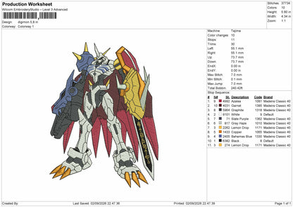 Digimon Embroidery Machine Design File 6 sizes