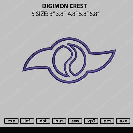Digimon Crest Embroidery File 5 sizes