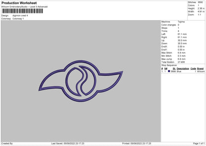 Digimon Crest Embroidery File 5 sizes