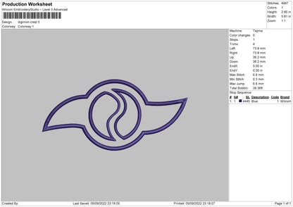 Digimon Crest Embroidery File 5 sizes