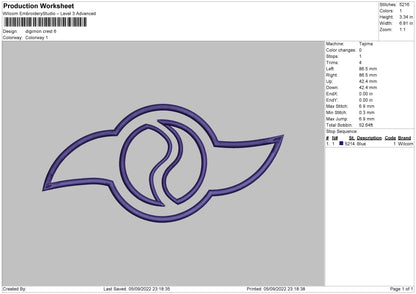 Digimon Crest Embroidery File 5 sizes