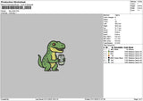 Dino Drink Embroidery File 6 sizes