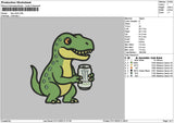 Dino Drink Embroidery File 6 sizes