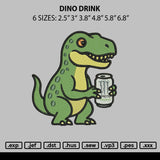 Dino Drink Embroidery File 6 sizes