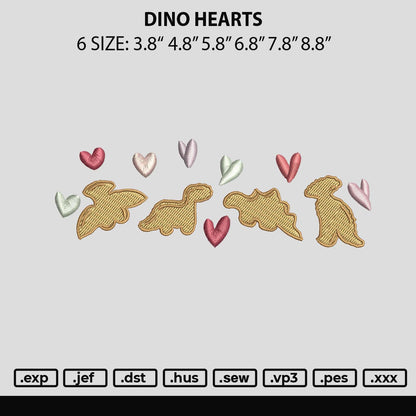 Dino Hearts Embroidery File 6 sizes
