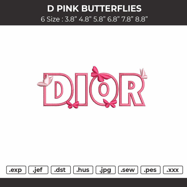 D Pink Butterflies Embroidery File 6 sizes