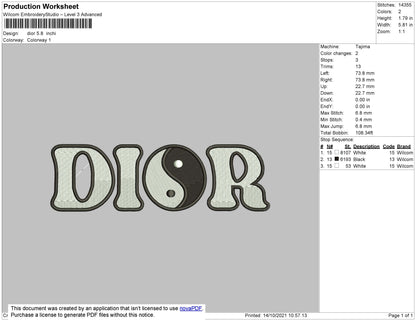 Dior BW Embroidery File 4 size