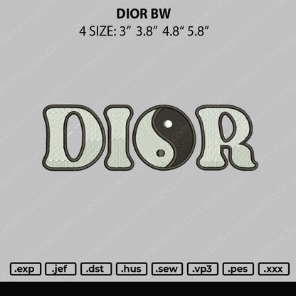 Dior BW Embroidery File 4 size