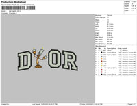 Dior Candle Embroidery File 4 size