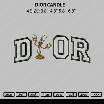 Dior Candle Embroidery File 4 size