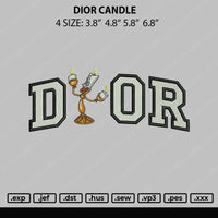 Dior Candle Embroidery File 4 size