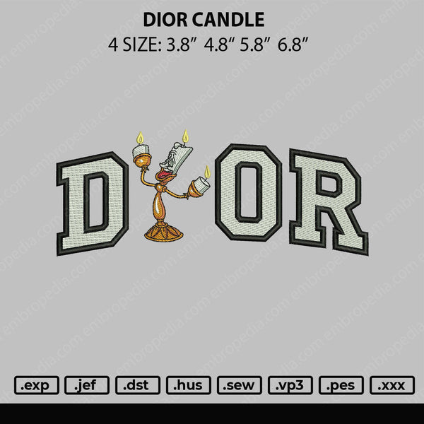 Dior Candle Embroidery File 4 size