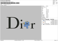 Dior Cookie Monster Embroidery File 4 size