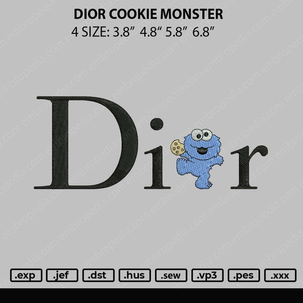 Dior Cookie Monster Embroidery File 4 size