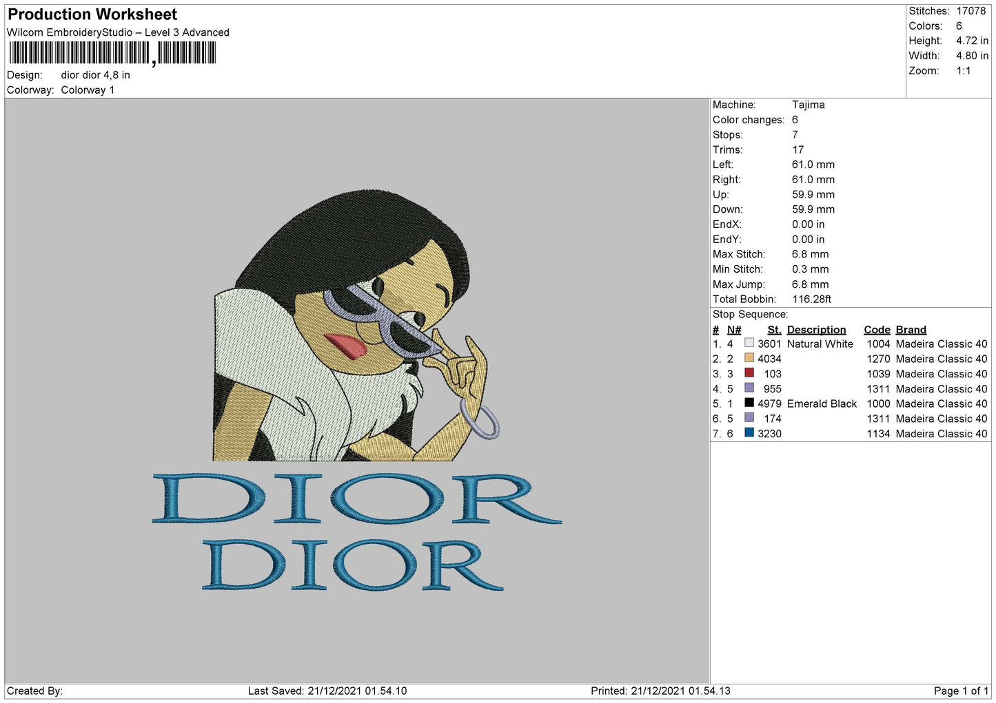 Dior Dior Embroidery File 4 size