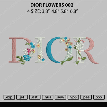 Dior Flowers 002 Embroidery File 4 size
