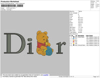 Dior Pooh Embroidery File 4 size