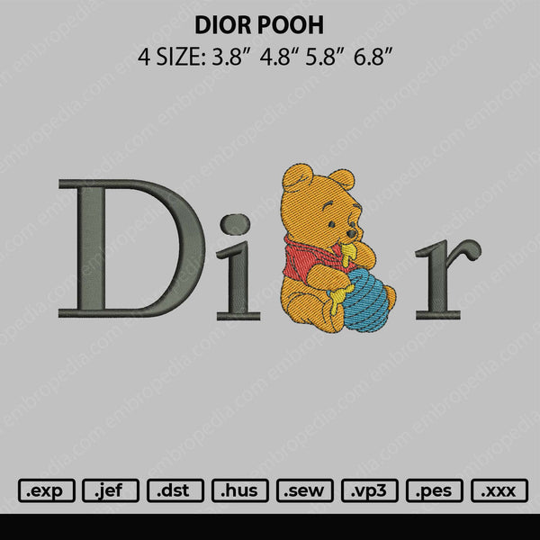 Dior Pooh Embroidery File 4 size