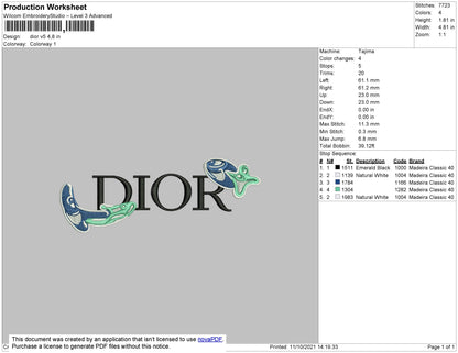 Dior V5 Embroidery File 4 size