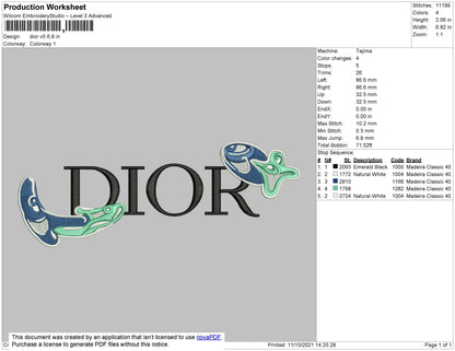 Dior V5 Embroidery File 4 size