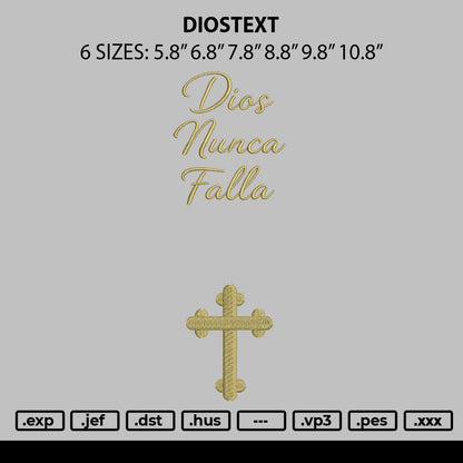 Diostext Embroidery Machine Design File 6 sizes