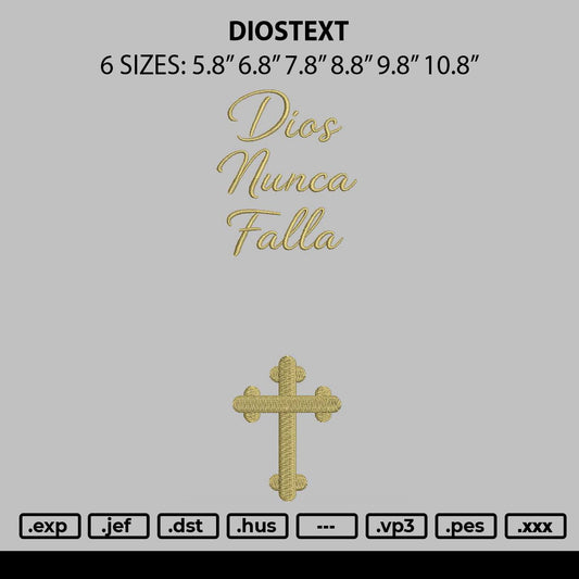 Diostext Embroidery Machine Design File 6 sizes