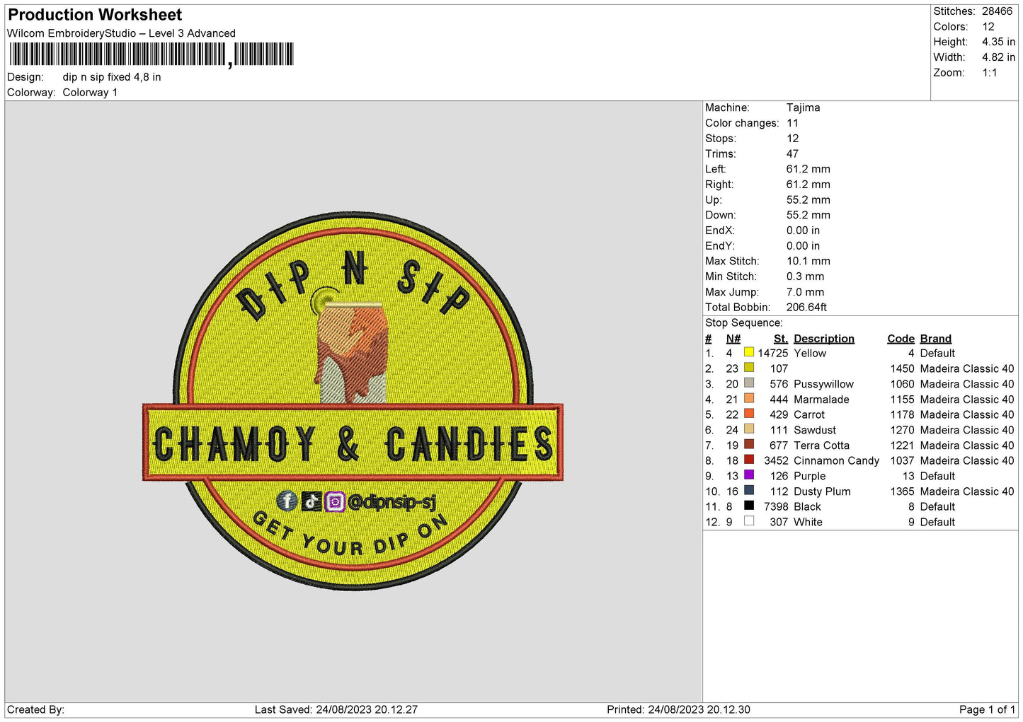 Dipsip Embroidery File 6 sizes