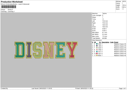 Color Text Embroidery File 6 Sizes