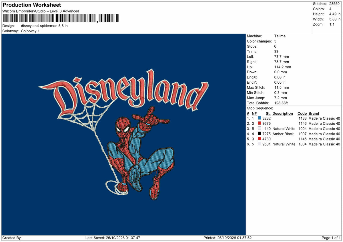 Spider Dland 2610 Embroidery Machine Design File 6 sizes