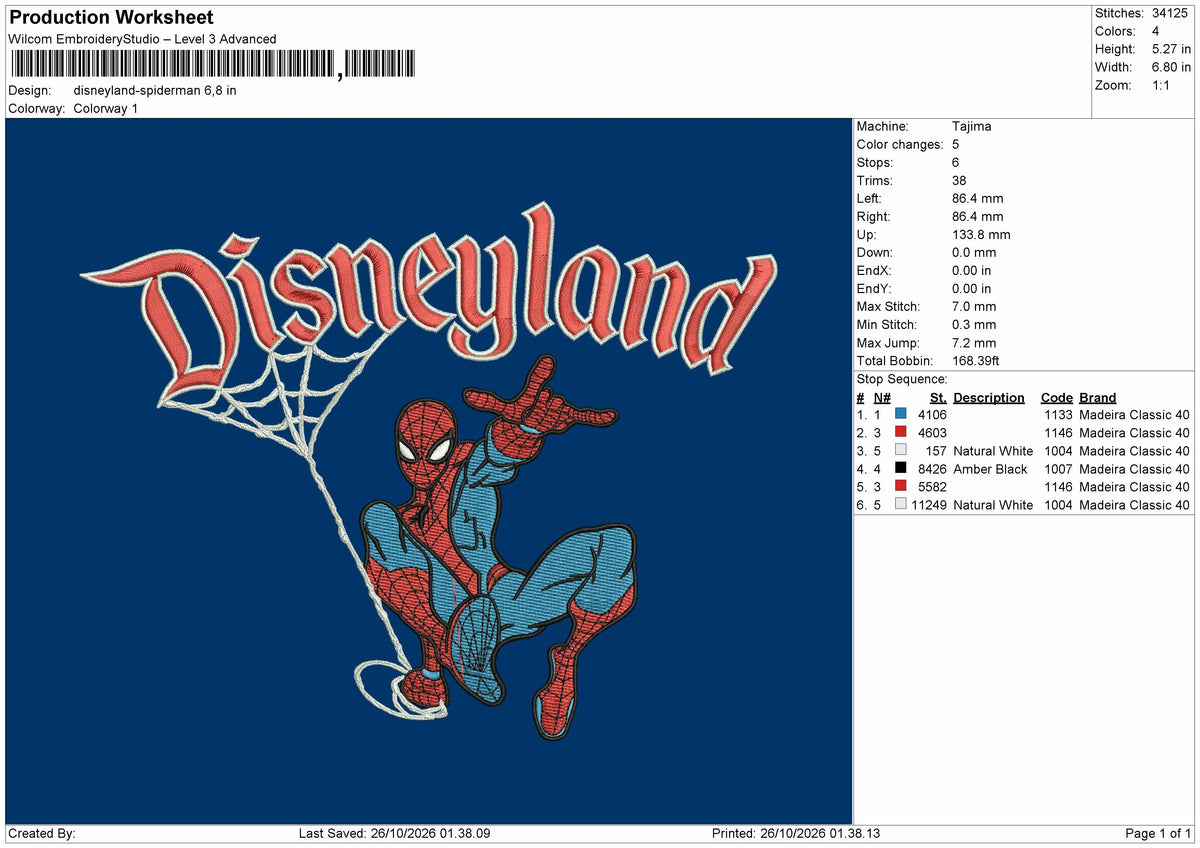 Spider Dland 2610 Embroidery Machine Design File 6 sizes