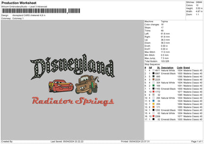 Carsland0504 Embroidery File 6 sizes