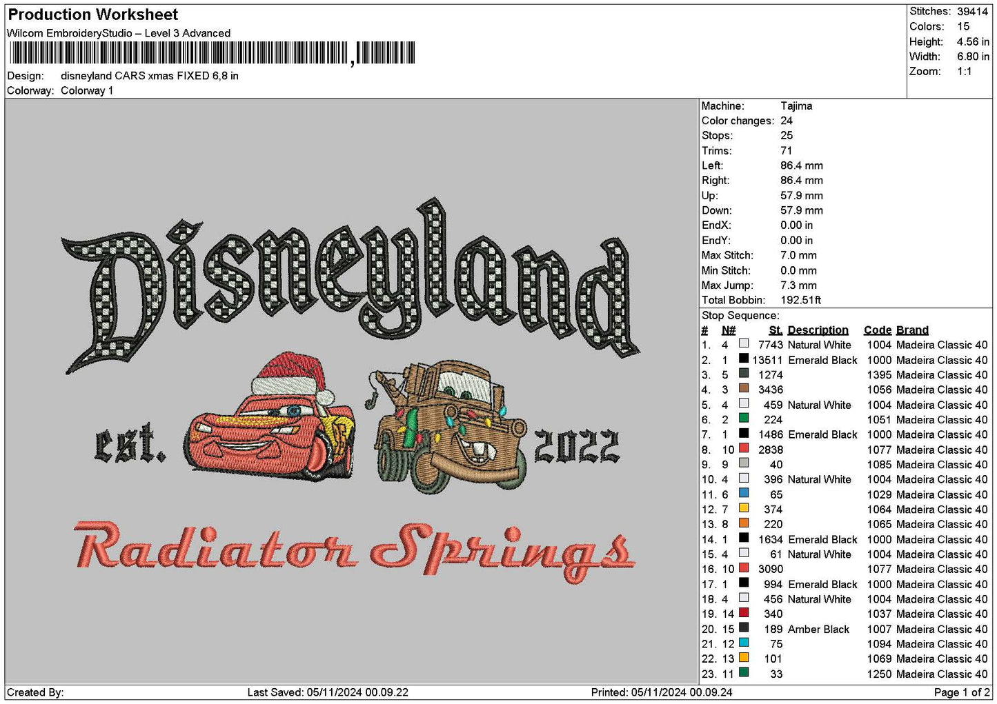 Dland Cars Xmas Embroidery File 6 sizes