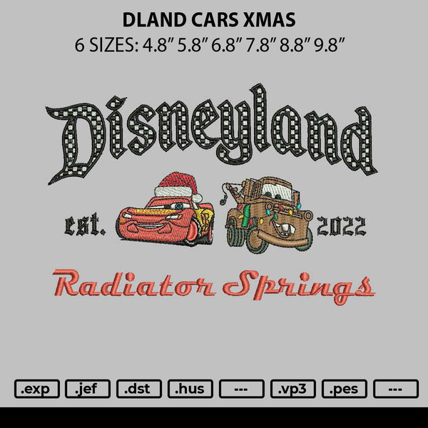 Dland Cars Xmas Embroidery File 6 sizes