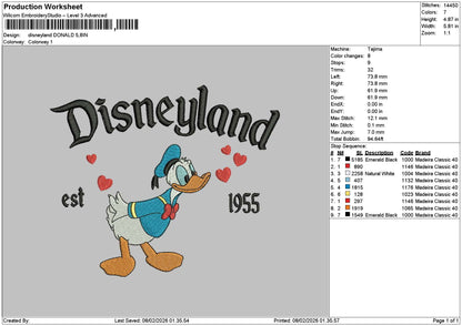 Dland Donald 0802 Embroidery File 6 sizes