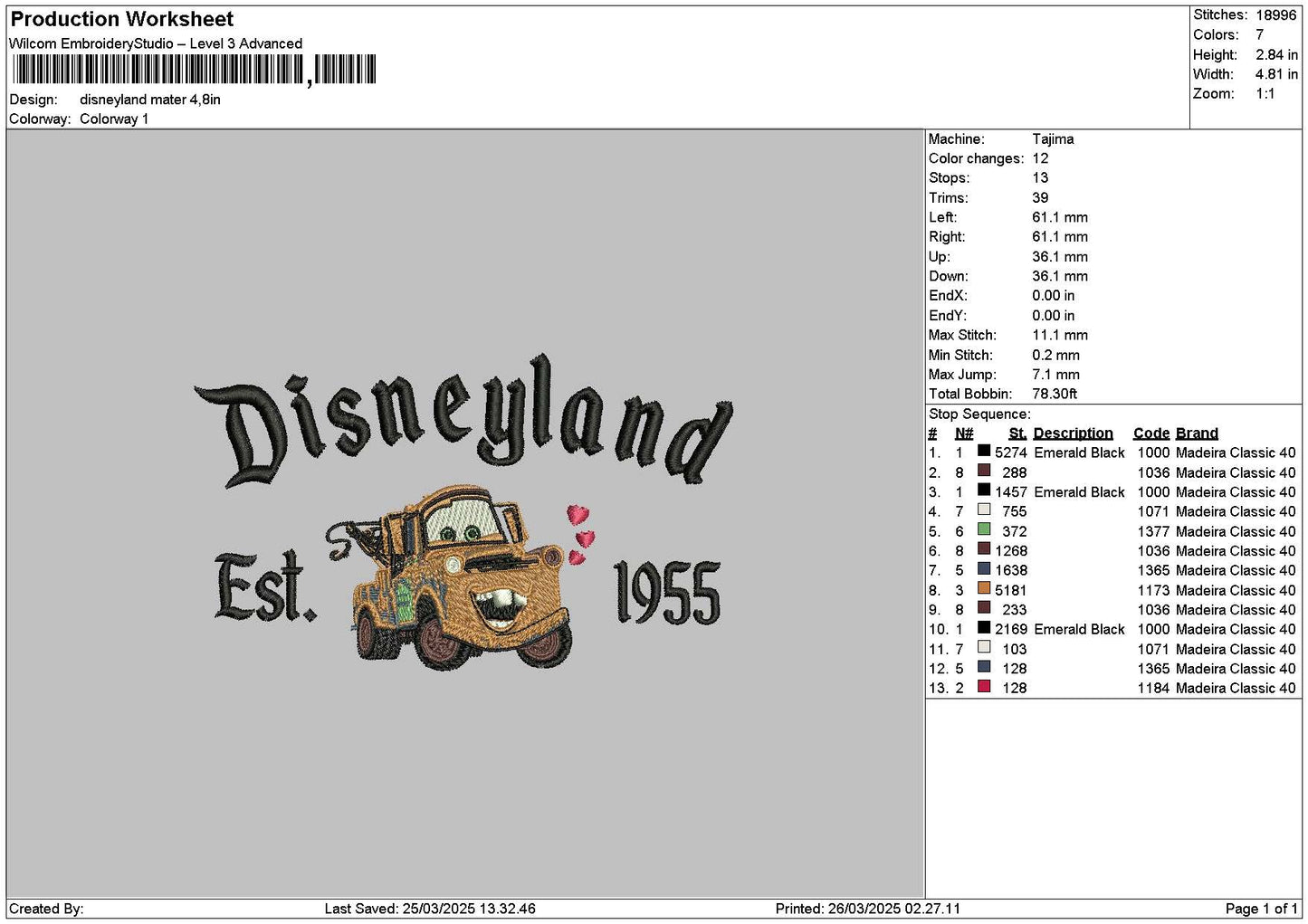Dland Metter 2603 Embroidery File 6 sizes