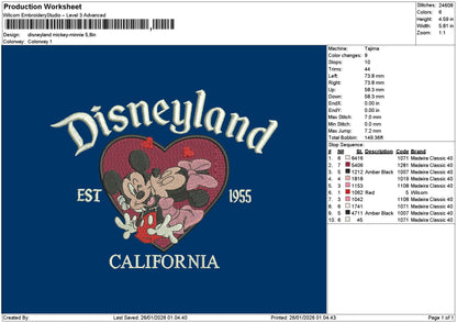 Dland Mcikey2601 Embroidery File 6 sizes