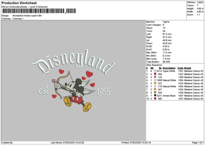 Dland Mickey Cupid Embroidery File 6 sizes