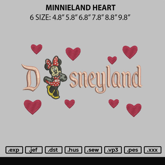Minnieland Heart Embroidery File 6 sizes