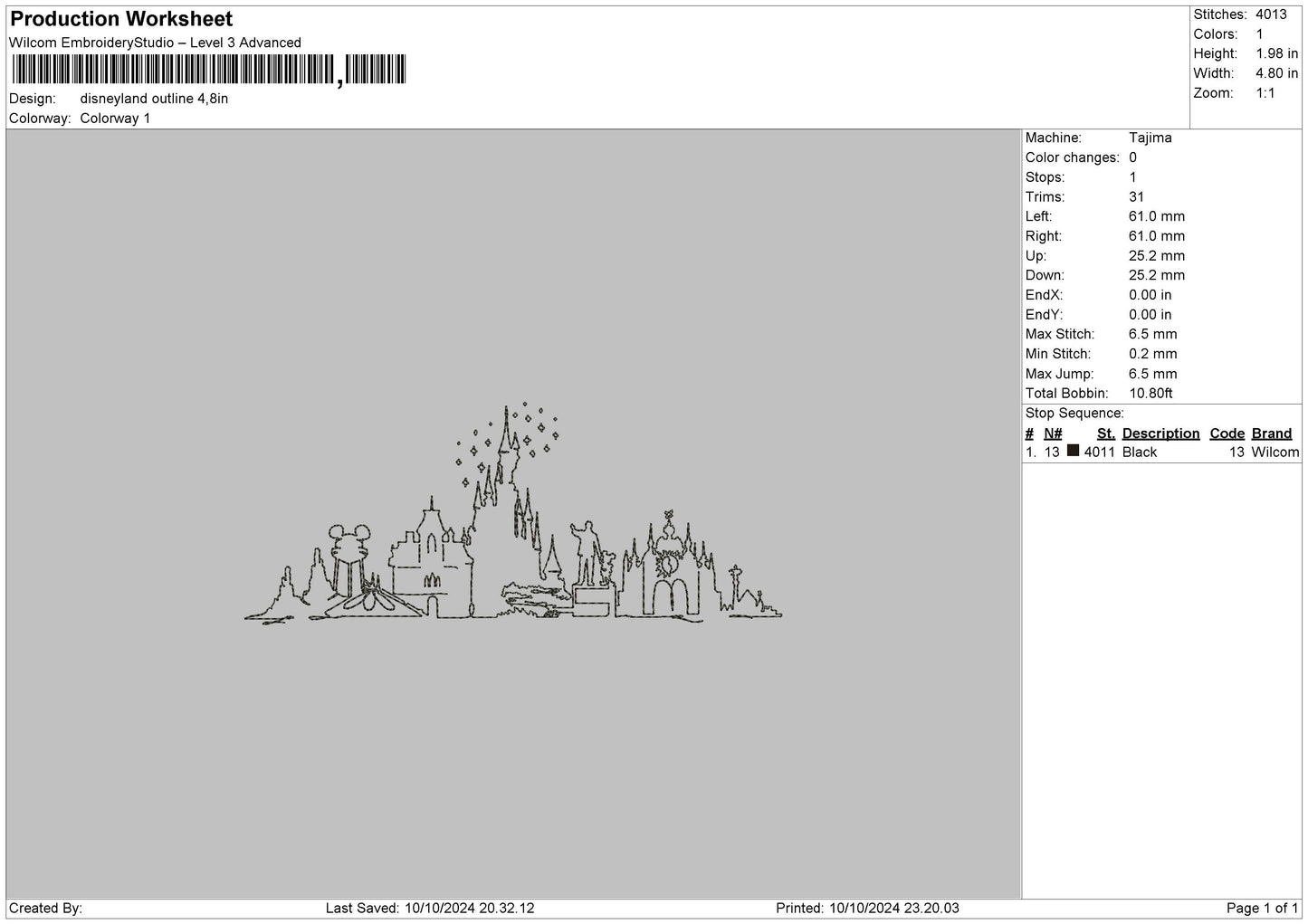 Dland Outline Embroidery File 6 sizes