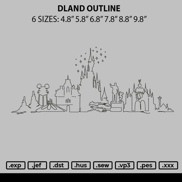 Dland Outline Embroidery File 6 sizes